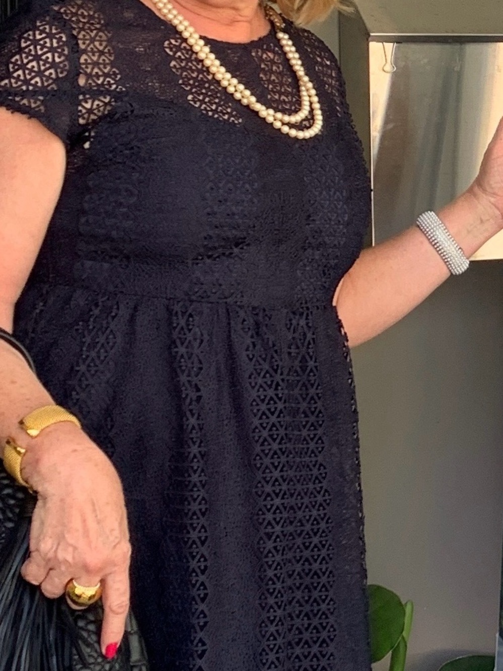 Zara Elegant Navy Lace Dress size L with satin slip